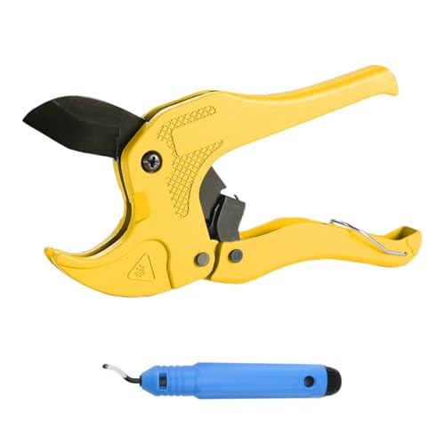 Juego de cortatubos de 0 a 42 mm, robusto y fácil de usar, cortador de tubos, versátil, cortatubos de plástico, para acero inoxidable, plástico, tubo de cobre, aluminio (amarillo)