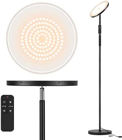 LED Floor Lamp, 2400LM Super Bright Standing Lamp 250W Equivalent with 2700K-6500K Stepless Dimming, Modern Torchiere Sky Lamp with Remote & Touch Control, 69" Tall Lamp for Living Room Bedroom Office