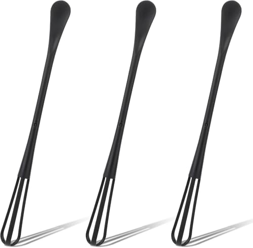 Image of 3 Pcs 2 in 1 Tiny Whisk, Multifunctional Small Whisks for Cooking, Mini Whisk, Mini Small Wisk for Blending, Whisking, Beating Ingredients, Mixing Sauces (3, Black)