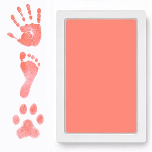 Image of Clean Touch Ink Pad for Baby Handprints and Footprints – Inkless Infant Hand & Foot Stamp – Safe for Babies, Doesn’t Touch Skin – Perfect Family Memory or Gift – Pink Print Kit by Tiny Gifts