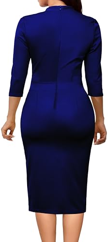 Image of SxClub Business Dresses for Women Elegant Long Sleeve Bodycon Pencil Knee Length Formal Dress for Evening Cocktail