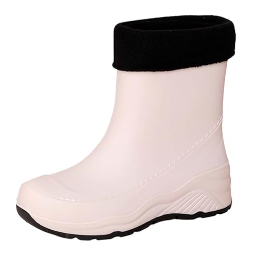 Botas de goma para mujer, forradas, impermeables, resistentes al viento, punta redonda, botas de goma para mujer, botas de lluvia para mujer, botas de lluvia para mujer, botas de lluvia