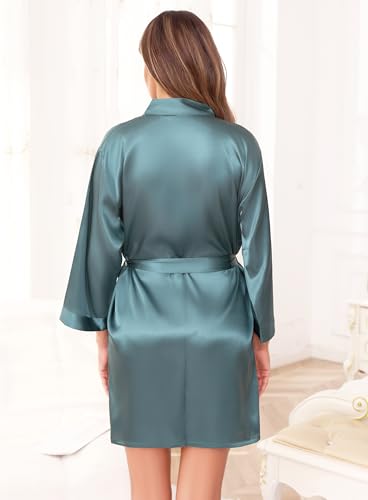 Sopesil Women's Satin Dressing Gowns Shorts Ladies Kimono Morning Robes Bridal Soft Wedding Party Sleepwear V-Neck - Image 6