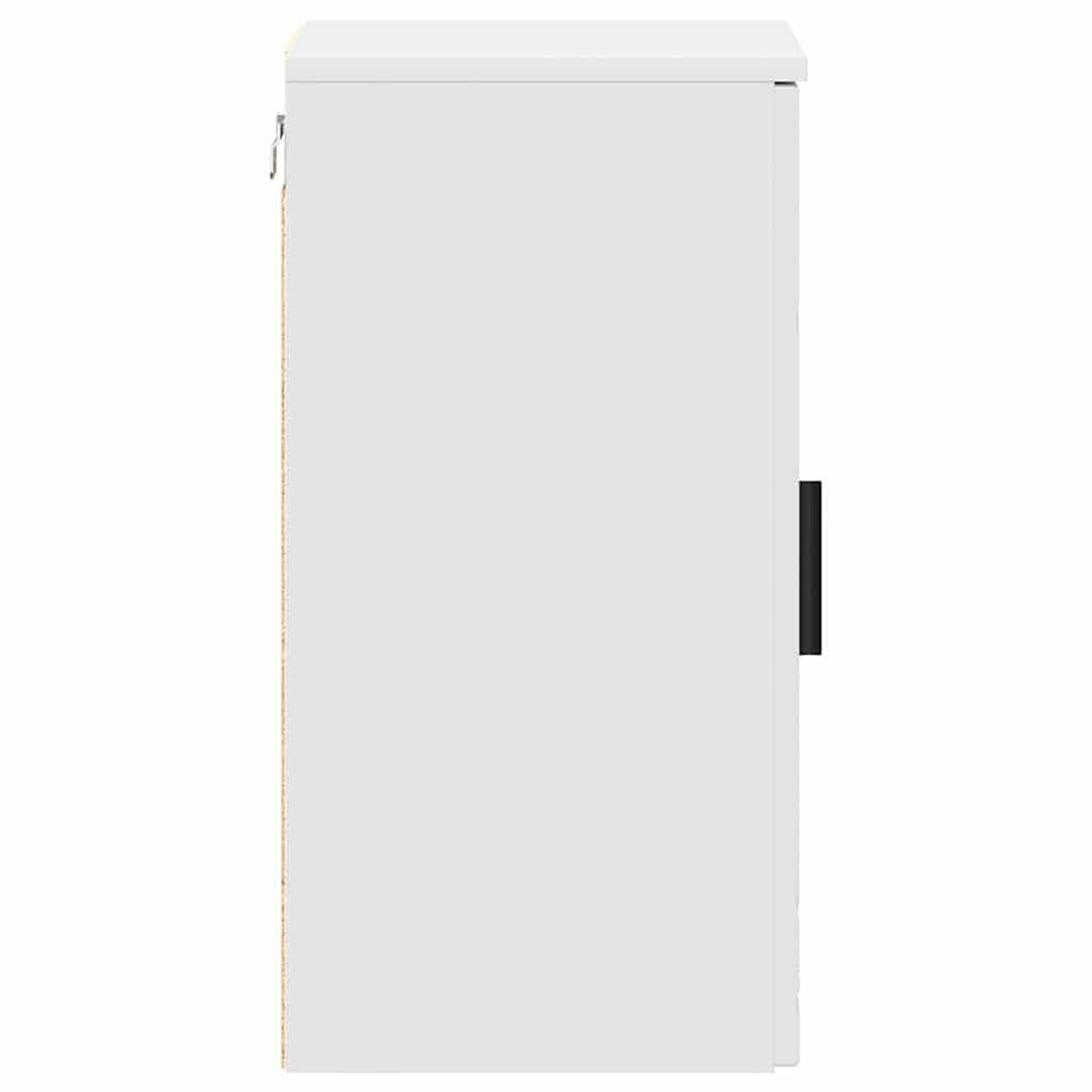 Mobile da bagno bianco moderno mobile mobile 30 x 31,5 x 61 cm, in legno e metallo, piccolo mobile da bagno con 2 ante e aste per piccoli bagni
