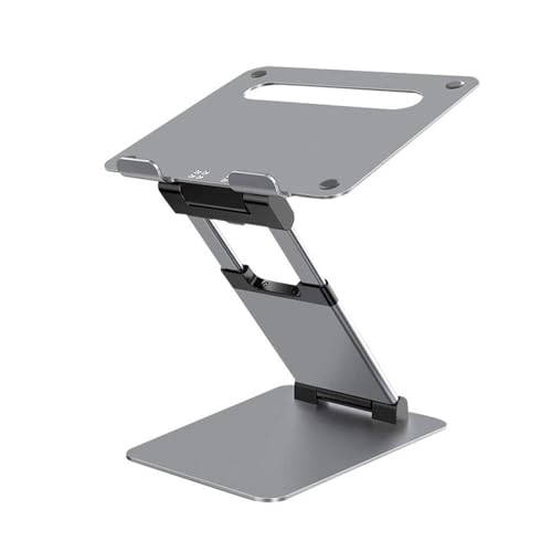 Soporte plegable para portátil de aluminio gris con altura ajustable para escritorio