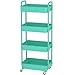 Sywhitta 4-Tier Plastic Rolling Utility Cart with Handle, Multi-Functional Storage Trolley for Office, Living Room, Kitchen, Movable Storage Organizer with Wheels, Green
