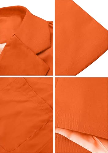 EFOFEI Damen Schlank Bequem Passen Einfarbig Slim Fit Jacke Sommer Herbst Freizeit Coat Schuljacke Orange L