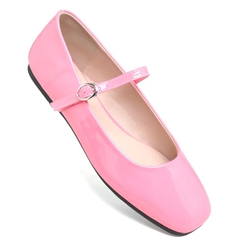 Image of LUXINYU Women's Slip on Flats,Classy Round Toe Solid Classic Mary Jane Ballet Dance Shoes Soft Comfortable PU Flat Shoes