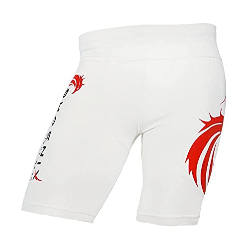 Phoenix Fight Gear Rise Vale Tudo Shorts for Men, MMA Gear Compression Mixed Martial Arts Shorts, Martial Arts Apparel Grappling Lycra Shorts in Yellow, Gray, Blue, Black and White (White, X-Large)