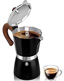 Belly Moka Coffee Maker Stovetop Espresso Maker 3 Cup Aluminum Moka Pot Percolator 5oz 150ml Easy Brewing for Electric Ceramic Stoves Home Camping Italian Cuban Café Classic Sip Sized Black