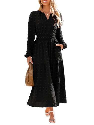 Simplee Womens Long Sleeve Fall Long Dress Winter Autumn Elegant