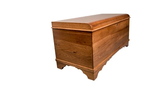 Image of Rustic Red Door Co. Cedar Hope Chest with Waterfall Top, Amish Made Wooden Storage Trunk Box for Bedroom, Blanket, Clothes, Anti-Slam Hinges and Lock, 36 inch, Rustic Hickory Wood, Boston Stain