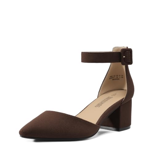 Image of DREAM PAIRS ANNEE Pointed Toe Low Chunky Heels Pump Shoes