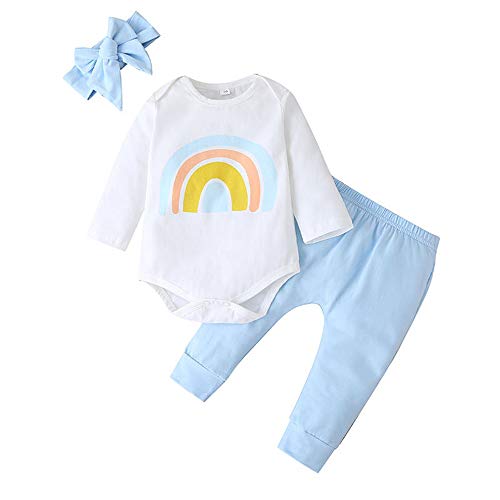 ZiweiStar Baby Girls Clothes Set Cotton Suit Toddler Infant Kids Play Wear Sunsuit Rainbow Outfits