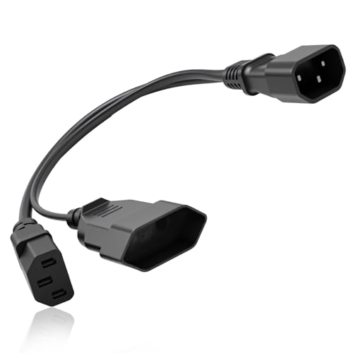 Stromkabel Y-Splitter UPS PDU C14 auf C13 + Euro Y-Splitter-Stromkabel IEC 14-Stecker auf IEC 13-Buchse und Euro CEE7/16-Buchse250V 10A 30cm Verlängerungskabel für PC Monitor Netzgeräte