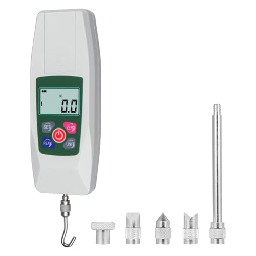 Vituord Medidor de fuerza digital portátil, con 5 cabezales, 4 unidades de medida, alarma de valor preestablecida, 3 modos de trabajo, para pruebas de tracción y compresión