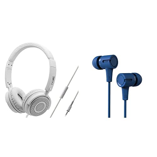 boAt Bassheads 900 Wired On Ear Headphones with Mic (Pearl White