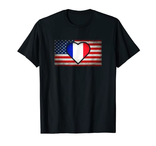 T-shirt France USA Vintage Flag - French At Heart T-Shirt
