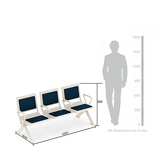 Image of SOS LiteOffice SmallOffice Amigo 3 Seater Visitor Sofa, Silver Grey, 1693mmLX658mmDX800mmHt (SOAM3SWLMSLCBK)