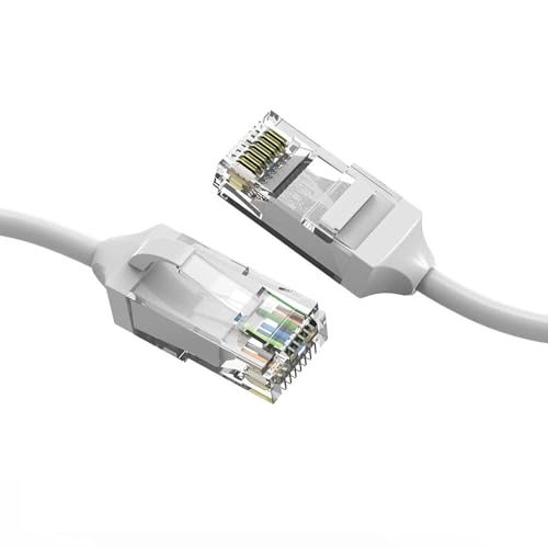 Cable de red Ethernet Cat 6 5 ft blanco paquete 2 miniatura 1