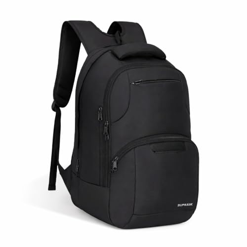 Image of Supasac EMPEROR Professional 39L Backpack for Office and Daily Carry Black | Water Resistant, Premium Polyester Laptop Backpack for Men and Women