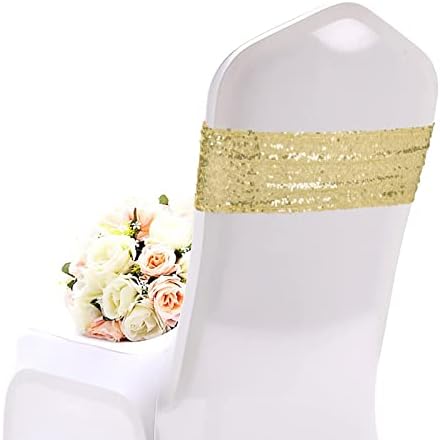 LYAFS 50 PCS Spandex Chair Sashes Stretch Chair Bows Sashes Chair Cover with Buckle for Party Ceremony Events Birthday Reception Banquet Wedding Chair Decorations (Red)