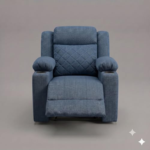 Image of Amazon Brand - Solimo Cosmo | Single Seater Sofa Recliner | Manual Recliner (Velvet Blue) | 1 Year Warranty