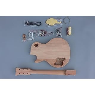 WUQIMUSC Kit de guitare électrique brut pour bricolage en acajou plaqué érable Manche 22 frettes 62,9 cm Accessoires complets inclus – Image 3