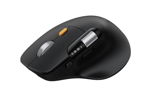 ProtoArc Ergonomic Wireless Mouse EM25 Fast Scrolling & Side Scroll Customizable Bluetooth Rechargeable Mouse 8000 DPI for Medium to Large Hands Compatible with Windows/Mac/Android Black