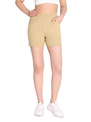 Image of CHKOKKO Women's Regular Cotton Regular Fit Plain Shorts for Women
