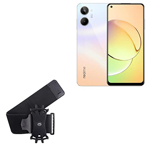 BoxWave Holster Compatible with Realme 10 - ActiveStretch Sport Armband, Adjustable Armband for Workout and Running - Jet Black