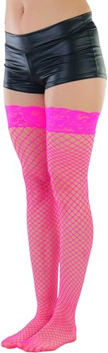 Image of ToBeInStyle Women's Vibrant Large Net Fishnet Thigh High Elastic Nylon Novelty Stockings