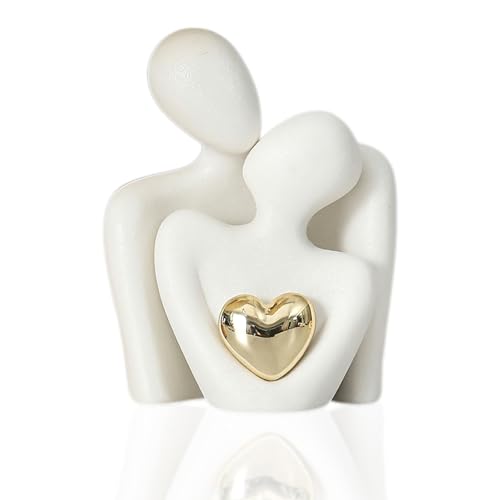 Tyatiyzn Statue de Couple Abstraite, Statue Moderne en Porcelaine Blanche, Salon Sculptures Couple Décoration, pour Les Cadeaux d'anniversaire De Mariage, Les...