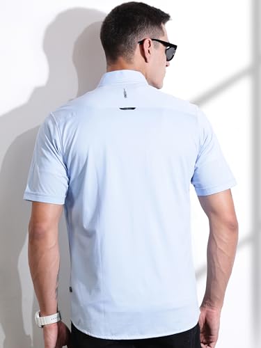 Image of Thomas Scott Men's | Solid | Half Sleeve | Regular Fit | Cotton Blend | Double Flap Pocket | Spread Collar | Casual Shirt
