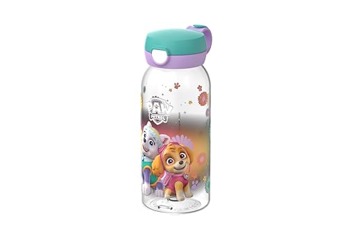 Mepal - Trinkflasche mit Klappdeckel Campus - Deckel springt per Knopfdruck auf - Trinkflasche Kinder Kohlensäure Geeignet - Auslaufsicher und Spülmaschinengeeignet - 600 ml - Paw Patrol Girls