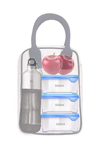 Image of HOOM Insulated Lunch Bag for Office Men, Women and Kids, Leak Proof Water Resistant Polyester Made Lunch Tiffin Bag with Quotes (Black Keep Calm It's Lunch Time)