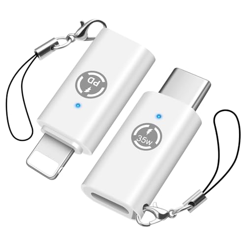 HAUXGOGO Adattatore da Lightning a USB-C (Set da 2), PD 35W Ricarica e Trasferimento Dati - Bianco