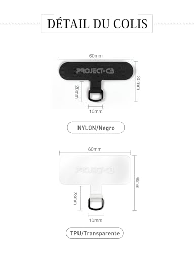 project-cb Enganche Móvil Colgar 2, Accesorios Móvil Colgante, Cuelga El Móvil Con Una Almohadilla, Enganche Para Móvil Transparente(Negro y Transparente) - imagen 7