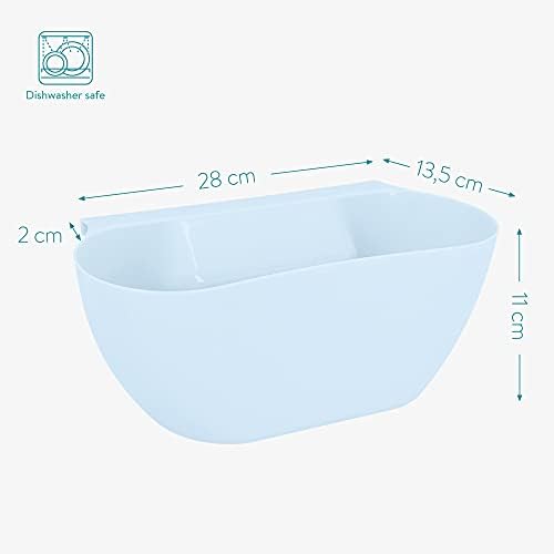 Navaris Hanging Kitchen Waste Bins (Set of 2) - Cupboard Door Container Bin Set for Food Scraps and Veg Peelings from Worktop - White and Blue