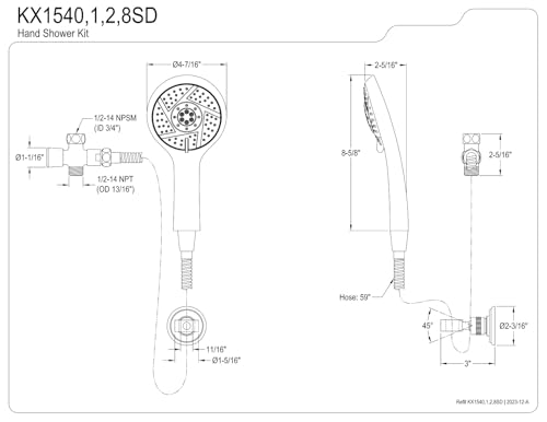 Kingston KX1542SD Kit de Regadera Manual Multifunción, Latón Pulido | Colección Vilbosch miniatura 2