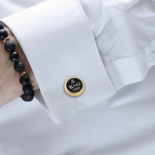 Mancuernillas personalizadas de boda en oro grabadas miniatura 5