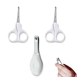 SXKJGQ 3 Pcs Baby Nail Clippers Scissors, Baby Toddler Nail Scissors and Cutter with Comfortable Grip and Smooth Edges（ White ）