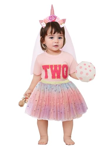 Image of Little Girls Dress Up with Pink Unicorn Tutu Headband,dreamy pink S, 1-3T
