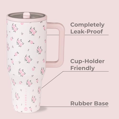Image of HydroJug Traveler 40oz, Insulated Tumbler with Handle & Straw, Wildrose