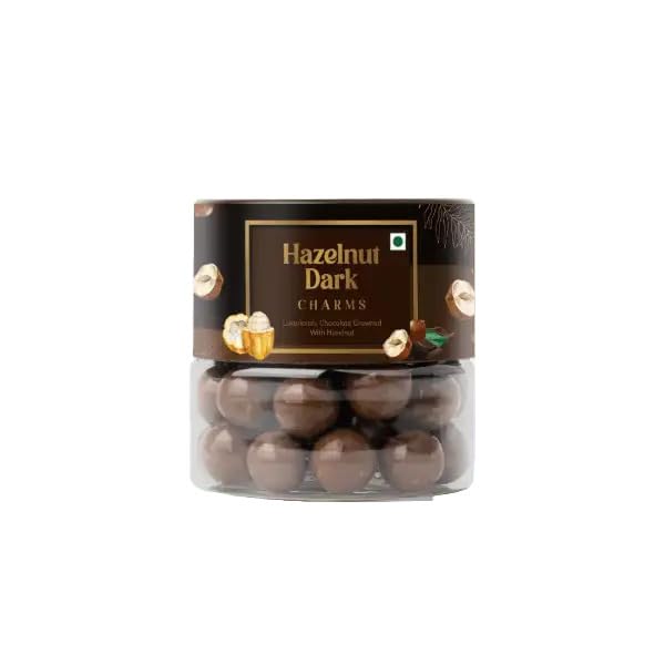 Image of Flaneur Hazelnut Dark Charms, 120 gm | Roasted Whole Hazelnut Coated with Rich Dark Chocolate | Ideal for Gifting, Celebrations & Everyday Treats, by Haldiram