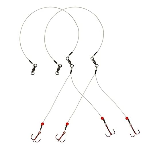 TOOTH SHIELD TACKLE Ice Fishing Quick Strike Tip-Up Rig (80 lb Fluorocarbon) / Ice Fishing Walleye Tip Up Quick Strike Bait Harness (2 Pack) (#4)