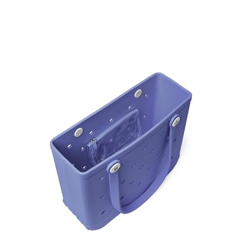 Image of BOGG BAG Medium Tote - 15 inch x 12.5 inch x 5 inch - Durable, Washable, Tip-proof - Beach, Pool, Boat, Work, Sports (Pretty as a Periwinkle with White Buttons)