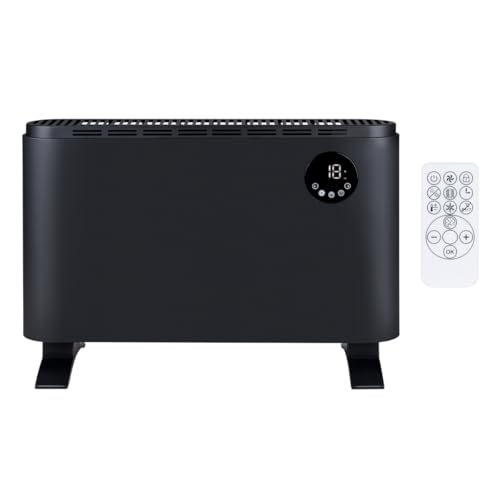 alpina Elektrischer Heizlüfter 2000W- Elektrische Heizkörper Konvektorheizung- Heizstrahler mit einstellbarem Thermostat und 3 Heizstufen- Freistehend oder zur Wandmontage- Schwarz