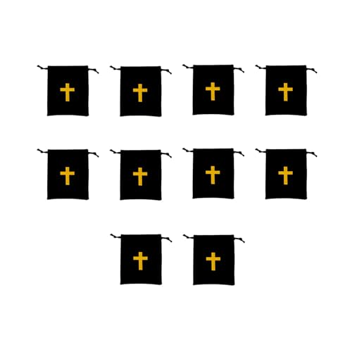 10pcs Velvets Rosary Pouches Velvets Drawstring Bags With CrossesDesigns Velvets Rosary Bags For Jewelry Lover Travelers