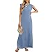 Summer Spring Maxi Dresses for Women Vacation Casual Loose Fashion Sundress Sleeveless Crewneck Swing Tank Dress S-2XL Light Blue